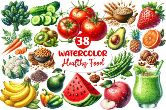 Download Watercolor Healthy Food Clipart - Watercolor Collection