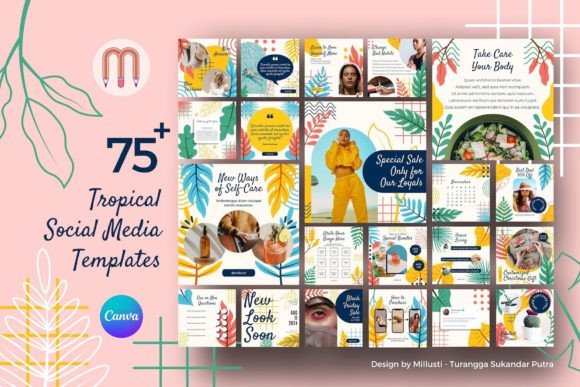 Download Tropical Leaves Canva Instagram Template - Canva Collection