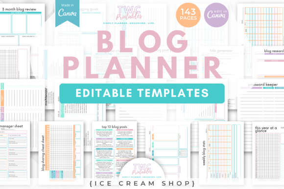 Download Blog Planner Canva Templates | ICE CREAM - Canva Collection
