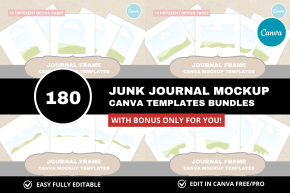 Download 180 Junk Journal Canva Bundle - Canva Collection