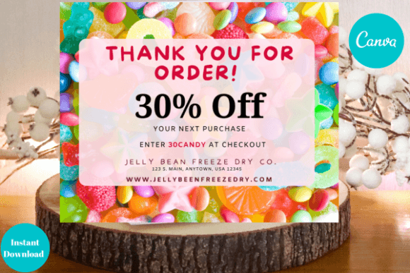 Download Freeze Dry Candy Thank You CanvaTemplate - Canva Collection